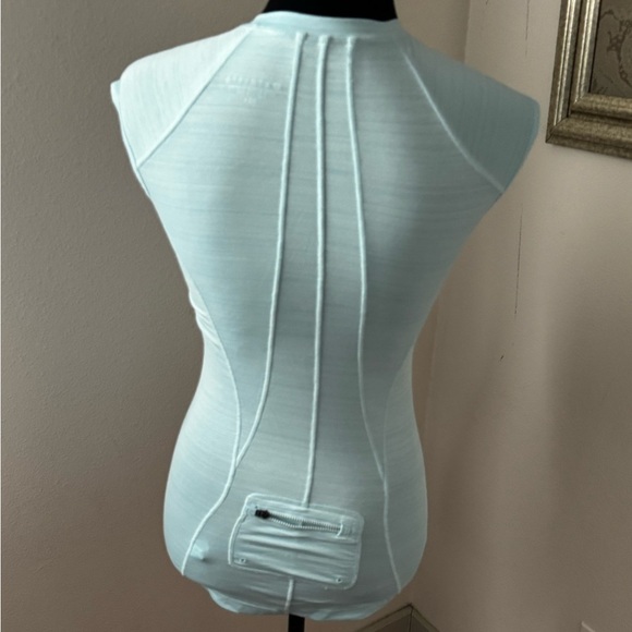 Athleta Pacifica UPF Tank 2 cap sleeves 1/4 zip front Surf City aqua top Sz XXS - Picture 4 of 9
